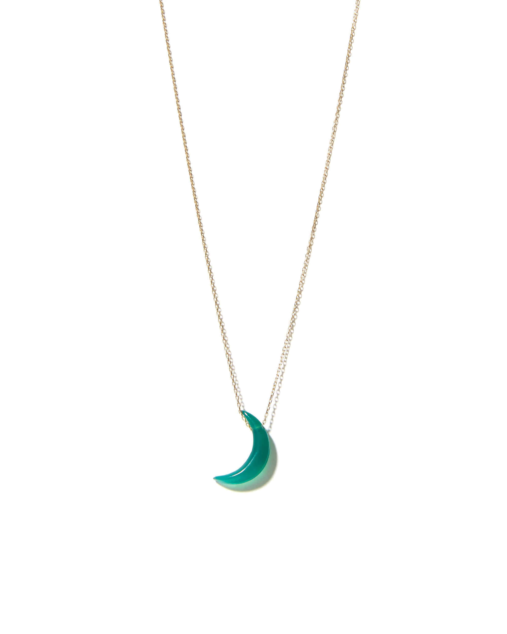 Crescent Moon Green Chalcedony Necklace
