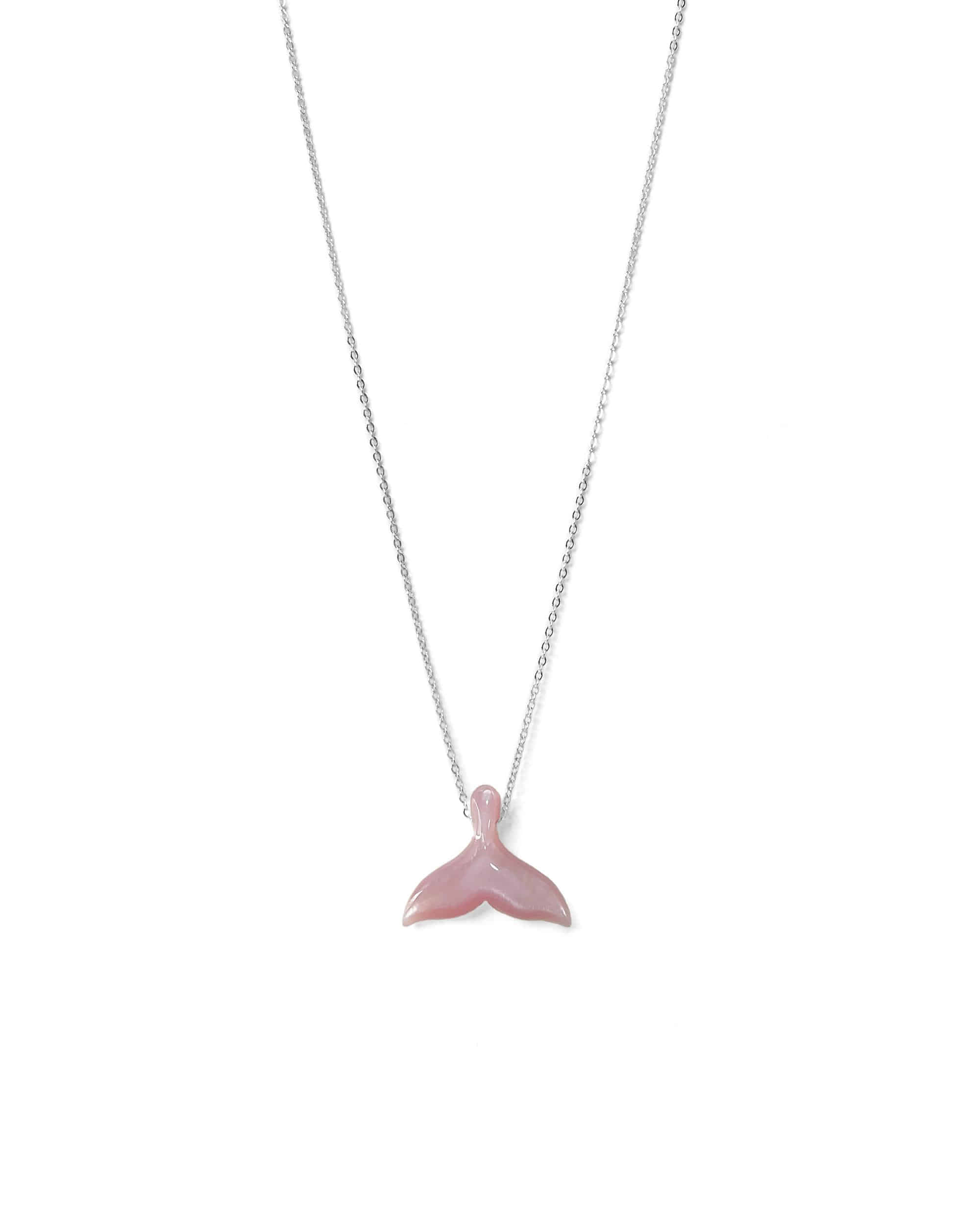 Dolphin Tail Pink mother-of-pearl Silver Necklace
