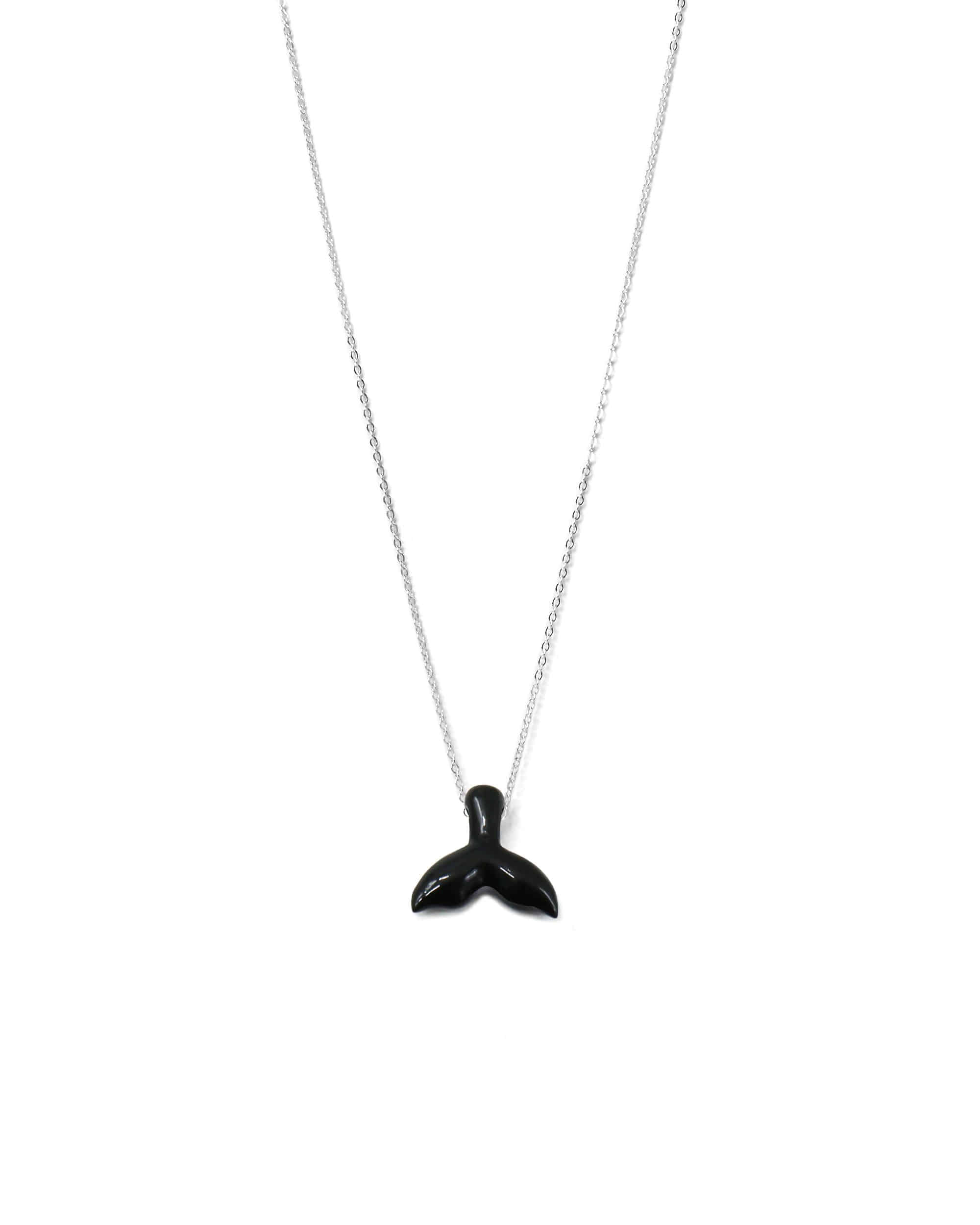 Dolphin Tail Onyx Silver Necklace