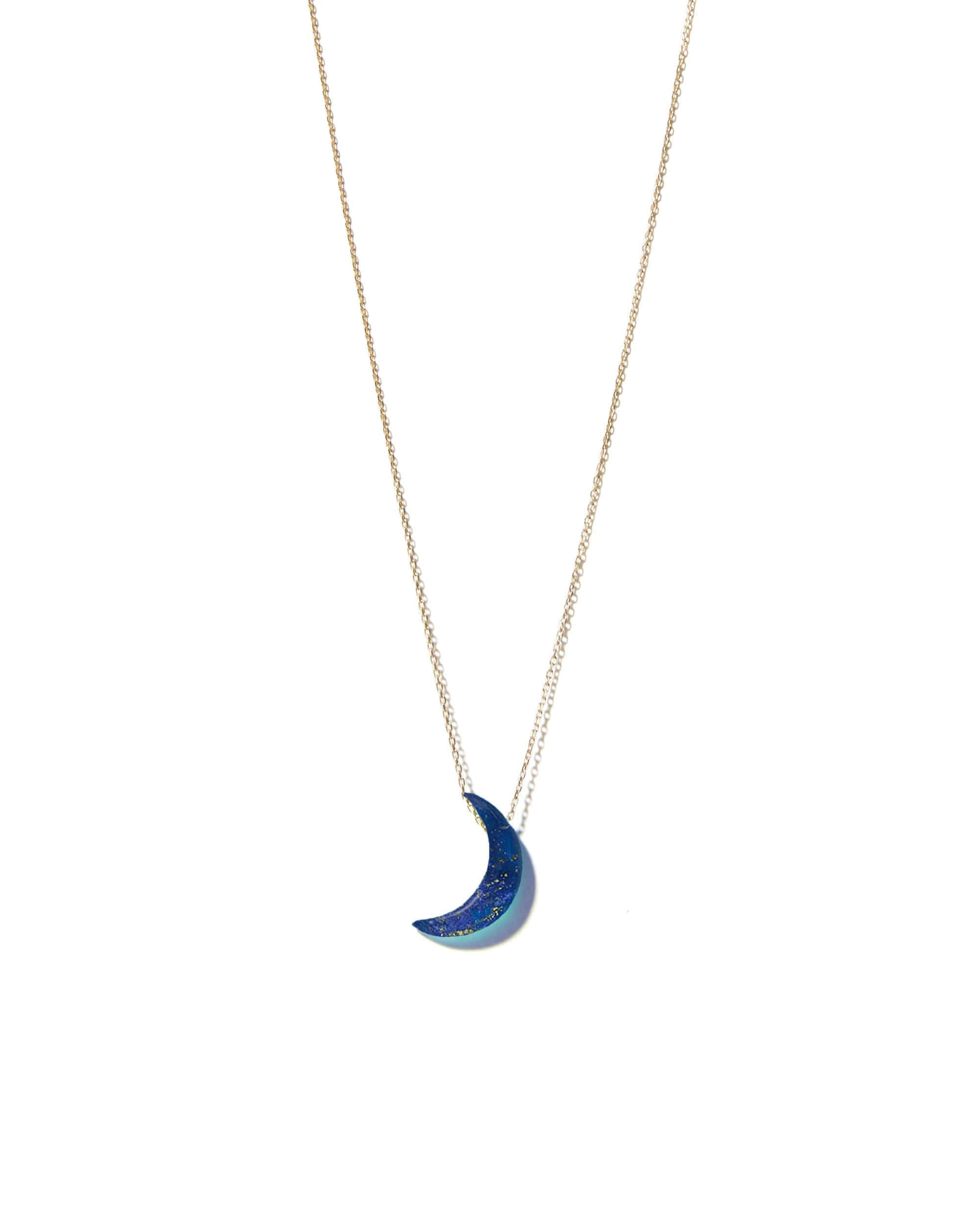 Crescent Moon Lapis Lazuli Necklace